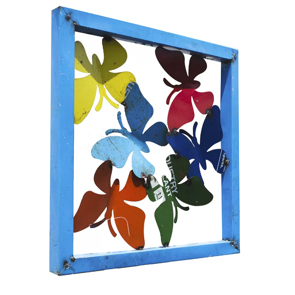 Think Outside Wall Art | Barnyard Peacock Butterfly Wall Panel Large